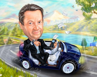 Karikatur Geschenk für den Ruhestand | Handgezeichnete Karikatur | Karikatur vom Foto | Personalisierte Karikatur | Personalisierte Geschenke |