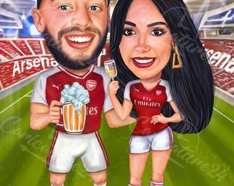 Sportpaar Karikatur | Benutzerdefiniertes Porträt | Paar Karikatur | Karikatur vom Foto | Personalisierte Karikatur | Personalisiertes Geschenk | Digitales Zeichnen