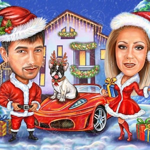 Romantic Christmas Caricature | Order Christmas Caricature