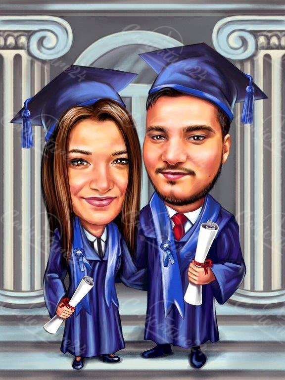 Graduation Caricature Graduation Portrait Caricature From - Etsy Israel