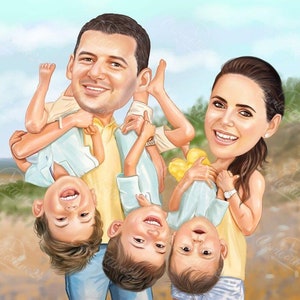 Caricatura del Día del Padre, Retrato del Día del Padre, Caricatura de la Foto, Retrato Digital, Regalo del Día del Padre, Retrato de la Caricatura