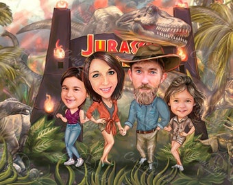 Custom Group Caricature, Group Portrait, Caricature from Photo, Digital Portrait, Group Gift, Caricature Portrait, Personalized Gift