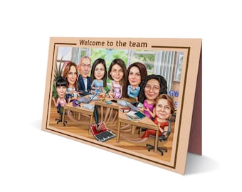 Individuelle Gruppen-Familien-Karikatur aus Ihren Fotos