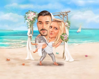Custom Wedding Portrait| Hand-Drawn Digital Caricature| Couple Portrait| Caricature From Photo| Personalized Caricature| Personalized Gift