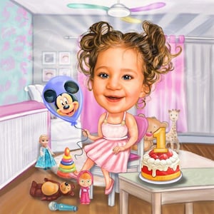Baby Girl Caricature | Birthday Caricature| Hand-Drawn Caricature| Caricature From Photo | Personalized Caricature| Personalized Gifts