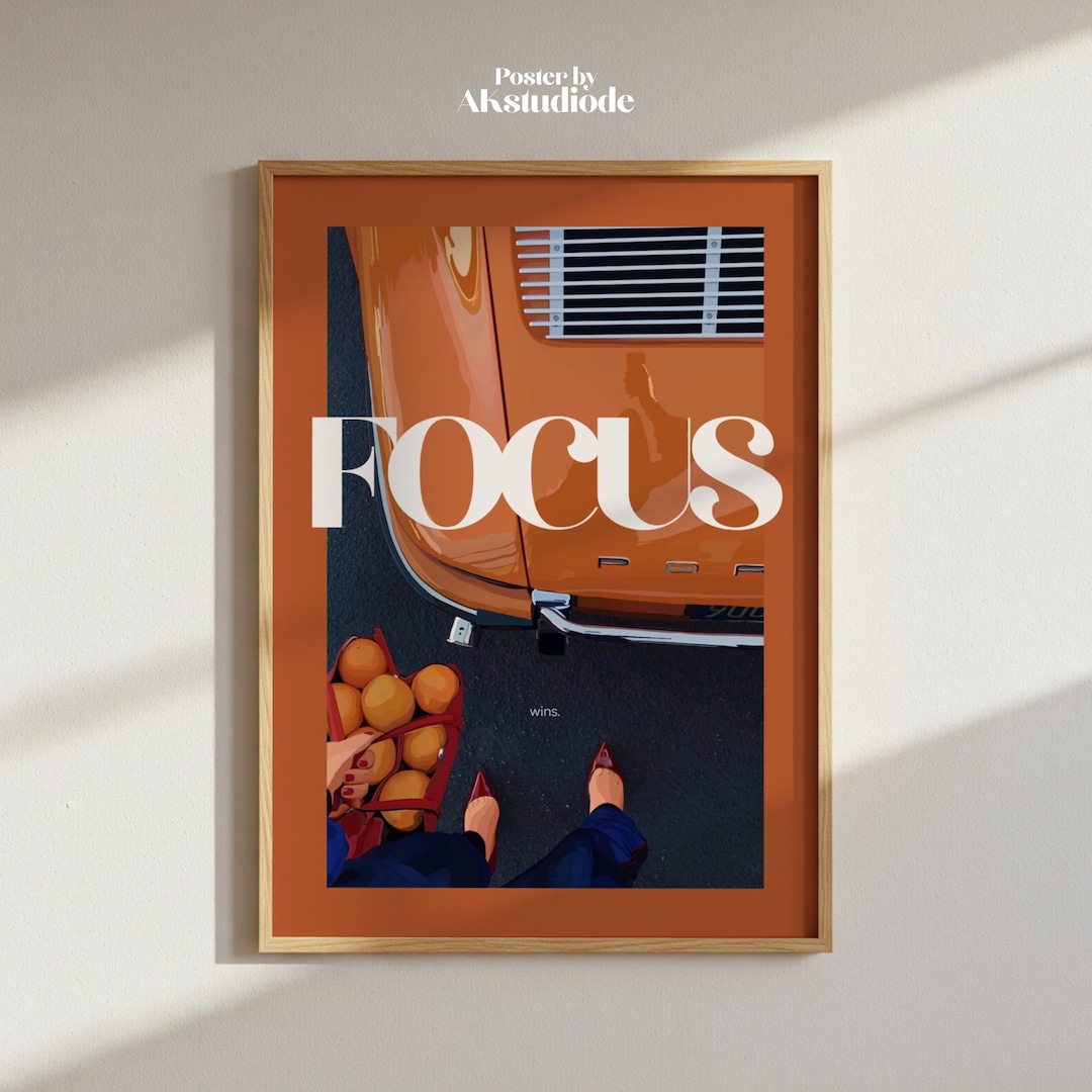 Porsche Poster Orange – Focus Mindset Wall Art, Success & Discipline ...