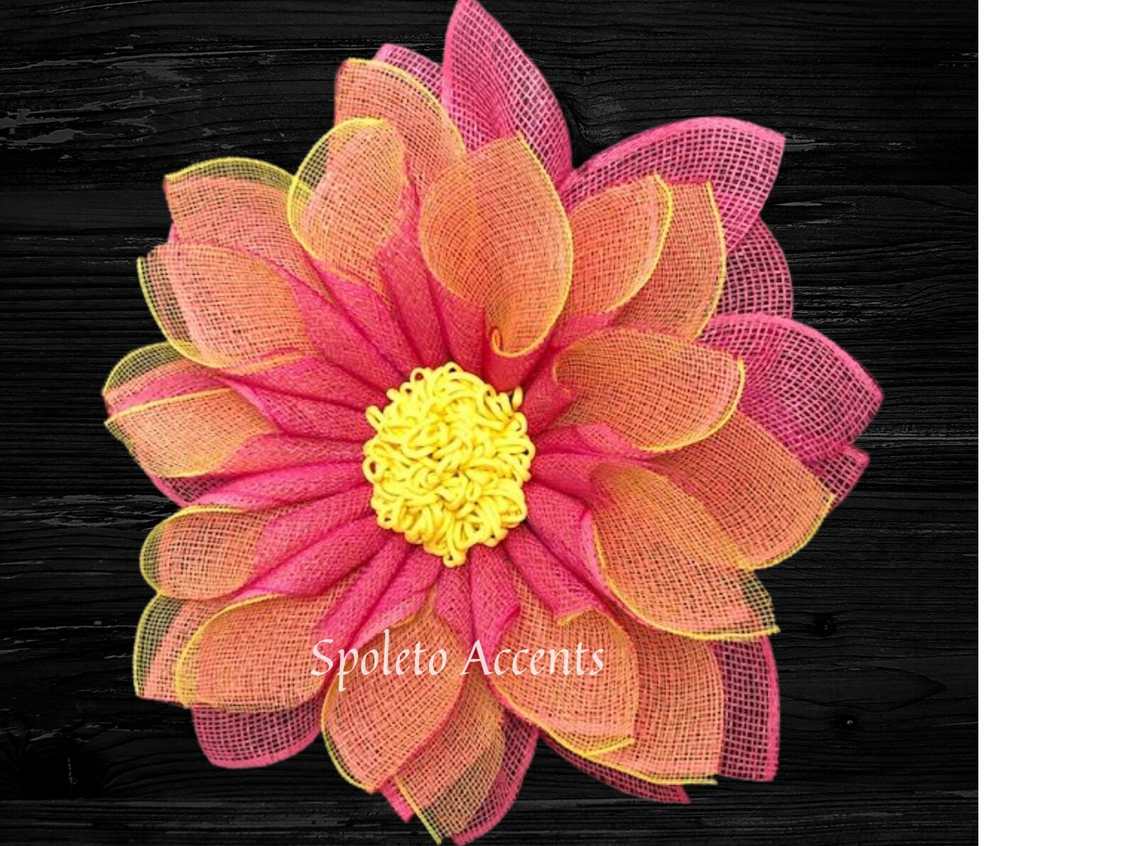 Spring Wreath Fused Petals Flower Wreath Fuscia and Yellow Etsy