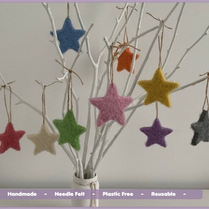 Handmade, Plastic Free, Needle Felt Hanging Stars (Various Colours Available!)