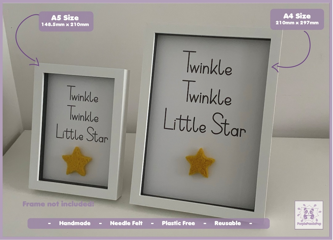 Twinkle Twinkle Little Star Black and White Print With Handmade Yellow ...