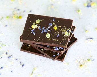 Two Dark Chocolate Bars with Chamomile and Lavender – Solar Plexus & Third Eye Chakra Energy