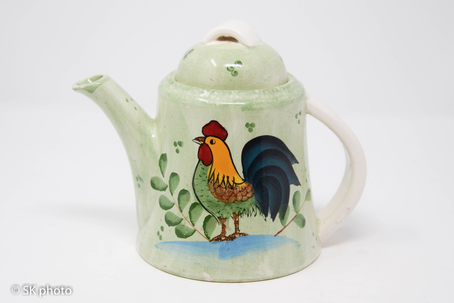 Vintage Hand Painted Rooster Ceramic Teapot Etsy