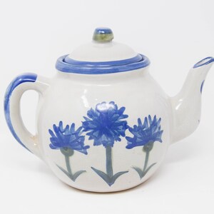 Kentucky Pottery Vintage Blue Cornflower Stoneware Kitchen Teapot