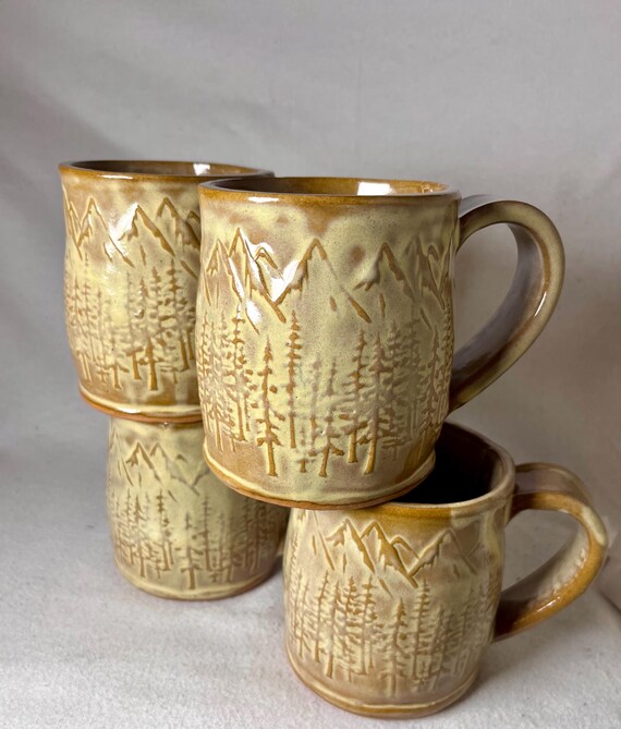 16 oz mountain mugs | handmade and hand-painted ceramic mugs | mountain | coffee mug | tea mug | large mug