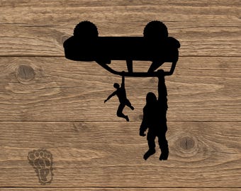 Bigfoot Sasquatch and Driver Hanging 6th Gen Bronco Sport Decal