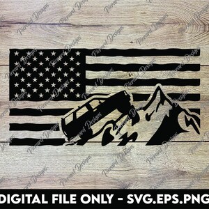 1st Gen Toyota 4Runner on Mountain with Flag - SVG, PNG, EPS Digital Files