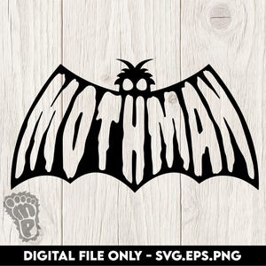 Adesivo com o logotipo das asas do Mothman | Cabeça de Cryptid com design de asa - Arquivos digitais SVG, PNG, EPS
