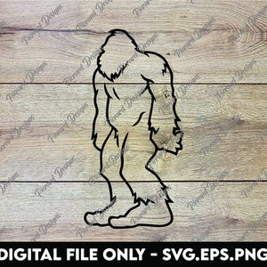 Bigfoot Outline Minimalist Cryptid Silhouette for Crafts & Projects - SVG, PNG, EPS Digital Files
