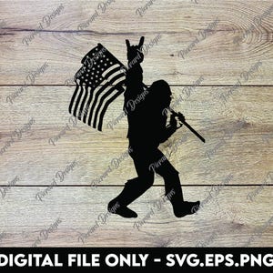 Scatena la tua creatività con i file SVG di Bigfoot Sasquatch e bandiera americana