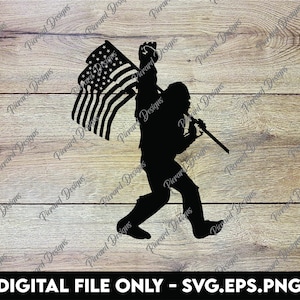 Bigfoot Sasquatch Faust mit amerikanischer Flagge - SVG, PNG, EPS Digitale Dateien