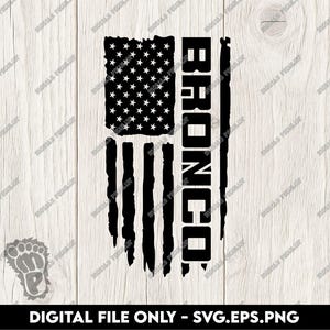 Ford Bronco Text with Flag - SVG, PNG, EPS Digital Files