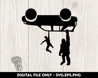 Bigfoot Sasquatch and Driver Hanging 4th Gen 4Runner - SVG, PNG, EPS Digital Files