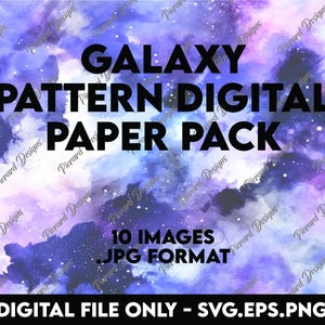 Pacote de Papel Digital Galaxy | Fundos de Noite Estrelada Sem Costura | 10 Arquivos JPG para Sublimação e Artesanato