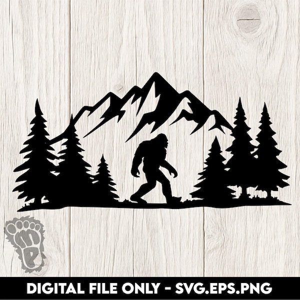 Montanhas Pé Grande Sasquatch - Arquivos digitais SVG, PNG e EPS