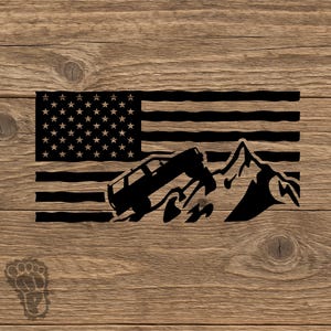 1st Gen Toyota 4Runner on Mountain with Flag Vinyl Decal