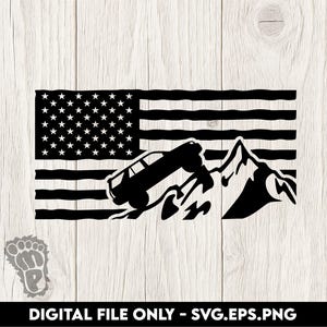 Toyota 4Runner de 4.ª generación en una montaña con bandera - Archivos digitales SVG, PNG y EPS