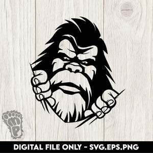 Bigfoot Sasquatch Tilted Peek-a-Boo - SVG, PNG, EPS Digital Files