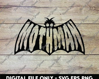 Mothman Wings Logo Decal | Cryptid Head in Wing Design - SVG, PNG, EPS Digital Files