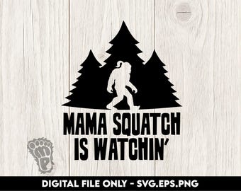 Silueta de la Mamá Pie Grande en el Bosque - Archivos digitales SVG, PNG y EPS