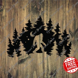 Add Some Mystery with a Bigfoot Sasquatch in Forest at Night Decal