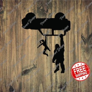 Bigfoot Sasquatch and Female Driver Hanging 6th Gen Bronco 2 door Vinyl Decal