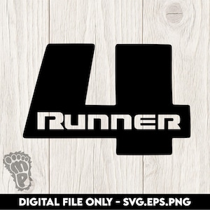 4Runner Logo - Bold “4” with Runner Text Cut File - SVG, PNG, EPS Digital Files