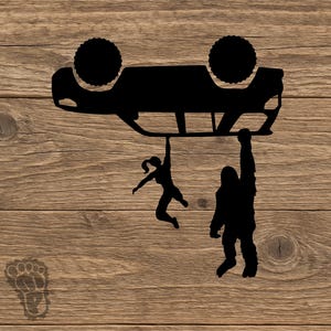 Upside Down 5th Gen 4Runner Decal – Woman & Bigfoot Hanging Easter Egg Sticker