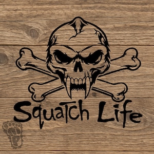 Bigfoot Skull and Crossbones Decal | Squatch Life Vinyl Sticker | Cryptid Car Window Decal