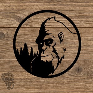 Circle Badge Bigfoot Sasquatch Profile Vinyl Decal
