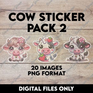 Clipartbundel koe | Handgetekende cartoon koeien png-pakket #2 | 20 boerderijdierenillustraties