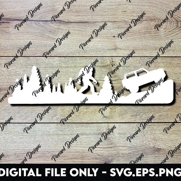 Off-roading with Bigfoot and the 2 door 6th Gen Ford Bronco - SVG, PNG, EPS Digital Files