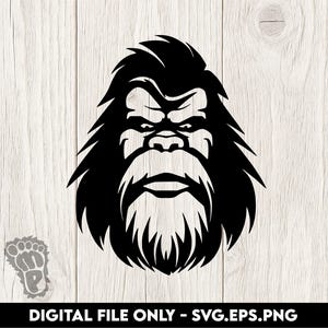 Transform Your Crafts with Bigfoot: Sasquatch Face SVG, PNG, and EPS Digital Files