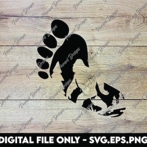 Bigfoot Sasquatch Scene in Footprint - SVG, PNG, EPS Digital Files
