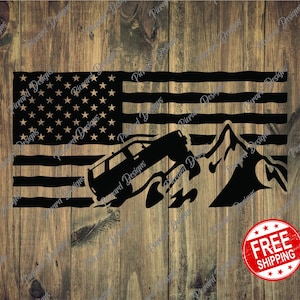 1st Gen Toyota 4Runner on Mountain with Flag Vinyl Decal