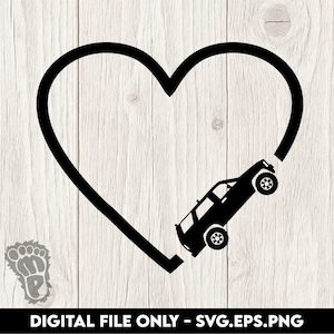4Runner de 1.ª generación con forma de corazón: silueta de SUV clásica dentro de un corazón - Archivos digitales SVG, PNG y EPS