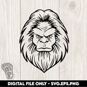 Transform Your Crafts with Bigfoot: Sasquatch Face - SVG, PNG, and EPS Digital Files