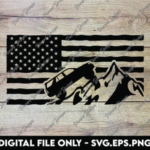 4th Gen Toyota 4Runner on Mountain with Flag - SVG, PNG, EPS Digital Files