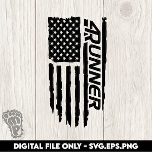 Toyota 4Runner Text with Flag - SVG, PNG, EPS Digital Files