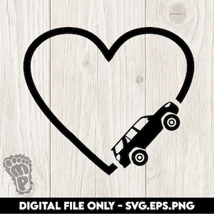 4Runner de 5.ª generación con forma de corazón: silueta de SUV clásica dentro de un corazón - Archivos digitales SVG, PNG y EPS