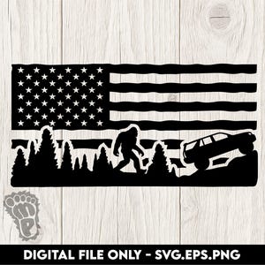 4th Gen Bigfoot 4Runner with Flag - SVG, PNG, EPS Digital Files