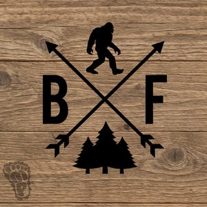 Bigfoot Sasquatch Arrows Trees Hiking Vinyl Decal